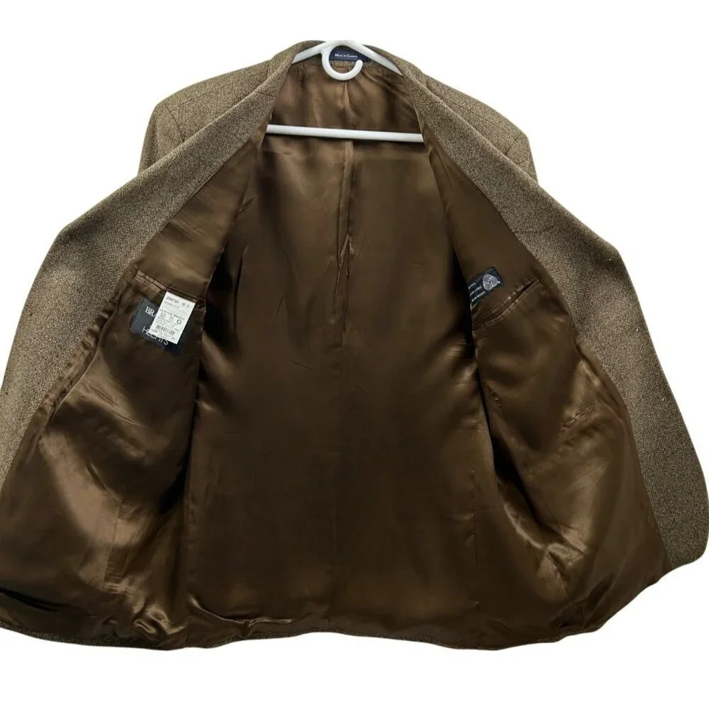 BRANDINI Le Collezioni Men's 42R 100% Wool Blazer Classic Fit Brown Tweed Tailor